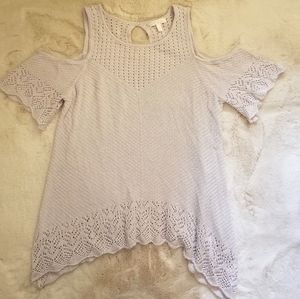 Flowy Lilac Open Shoulder Knit Tunic